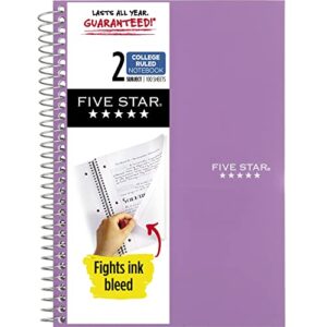 five star small spiral notebook, 2-subject, college ruled paper, 9-1/2″ x 6″, 100 sheets, amethyst purple (840004cf1)
