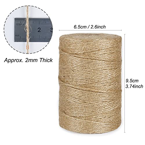 Tenn Well Natural Jute Twine, 500 Feet Long Brown Twine Rope for Crafts, Gift Wrapping, Packing, Gardening and Wedding Decor