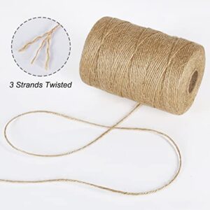 Tenn Well Natural Jute Twine, 500 Feet Long Brown Twine Rope for Crafts, Gift Wrapping, Packing, Gardening and Wedding Decor