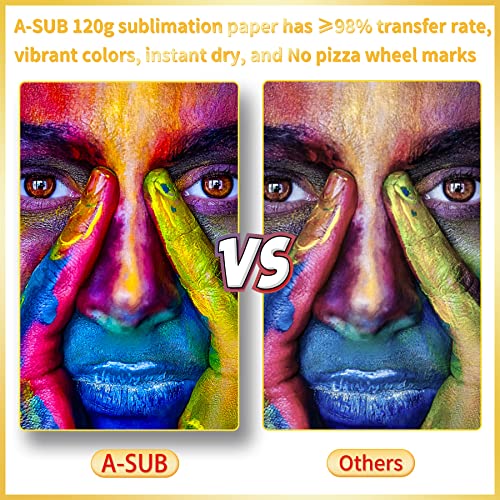A-SUB Sublimation Paper Heat Transfer 110 Sheets 8.5 x 11 Inches Letter Size Compatible with Inkjet Printer 120gsm