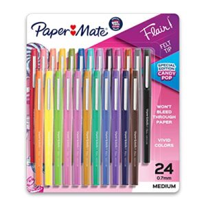 paper mate felt tip pens flair marker pens, medium point, assorted, 24 count