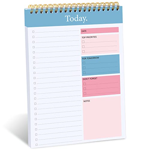 To Do List Notepad - Daily Planner Notepad Undated 52 Sheets Tear Off , 6.5" x 9.8" Checklist Productivity Organizer with Hourly Schedule for Tasks