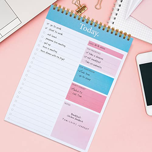 To Do List Notepad - Daily Planner Notepad Undated 52 Sheets Tear Off , 6.5" x 9.8" Checklist Productivity Organizer with Hourly Schedule for Tasks