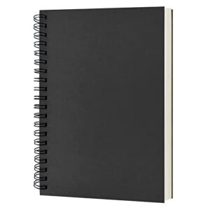 dstelin blank spiral notebook, 1-pack, soft cover, sketch book, 100 pages / 50 sheets, 7.5 inch x 5.1 inch (black)