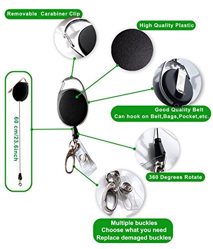 Retractable Badge Reel with Claw Clasp and Clip for Id Card Holders (2Pack)