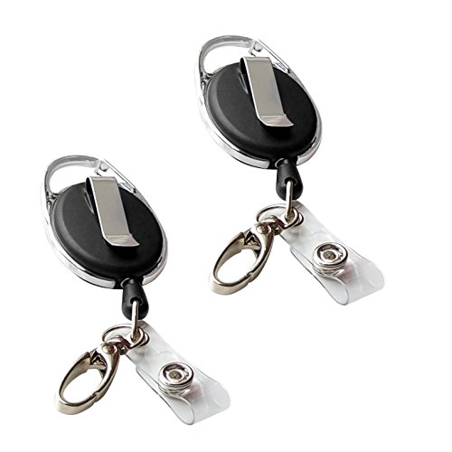 Retractable Badge Reel with Claw Clasp and Clip for Id Card Holders (2Pack)