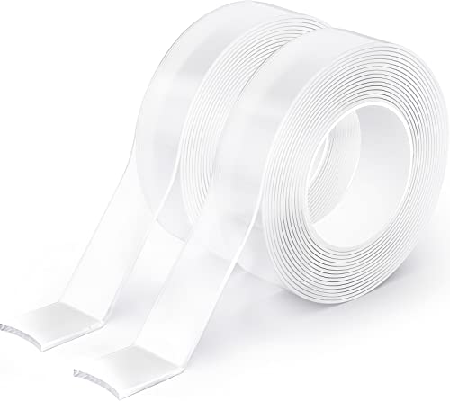 EZlifego Double Sided Tape Heavy Duty(Extra Large, Pack of 2, Total 33FT), Removable Clear & Tough Mounting Tape Sticky Adhesive, Reusable Strong Wall Tape Picture Hanging Strips Poster Carpet Tape