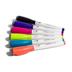 u brands low odor magnetic dry erase markers with erasers, medium point, assorted colors, 6-count – 520u06-24