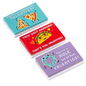 Hallmark Kids Mini Valentines Day Cards Assortment, 18 Classroom Cards with Envelopes (Tacos, Pizza, Doughnuts)