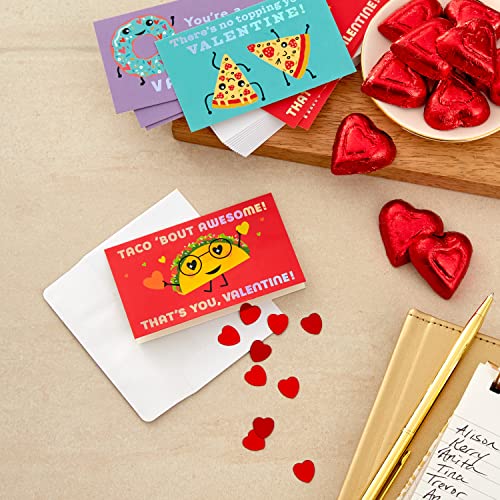 Hallmark Kids Mini Valentines Day Cards Assortment, 18 Classroom Cards with Envelopes (Tacos, Pizza, Doughnuts)