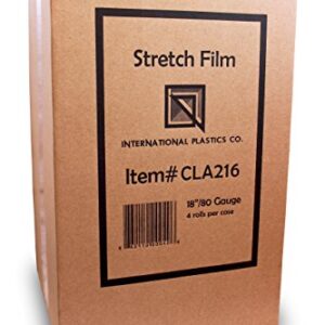 18" Stretch Film/Wrap 1500 feet 7 Layers 80 Gauge Industrial Strength up to 800% Stretch 20 Microns Clear Cling Durable Adhering Packing Moving Packaging Heavy Duty Shrink Film Box of 4