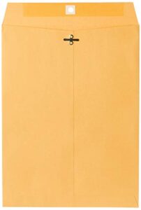 mead letter size mailing envelopes, clasp closure, all-purpose 32-lb paper, 9″ x 12″, brown kraft material, 100/pack (co790)