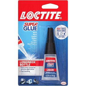 loctite super glue liquid longneck bottle, clear superglue for plastic, wood, metal, crafts, & repair, cyanoacrylate adhesive instant glue, quick dry – 0.35 fl oz bottle, pack of 1