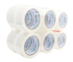 12 pack heavy duty packaging tape, clear packing tape designed for moving boxes, shipping, office, commercial grade 2.7mil thick, 60 yard length, 720 total yards