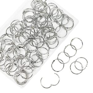 loose leaf binder rings 1-inch（100 pack） office book rings, nickel plated steel binder rings, key rings, metal book rings, for school，sliver