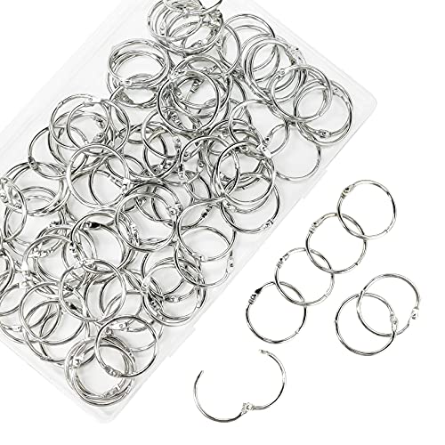 Loose Leaf Binder Rings 1-Inch（100 Pack） Office Book Rings, Nickel Plated Steel Binder Rings, Key Rings, Metal Book Rings, for School，Sliver