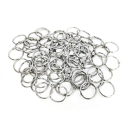 Loose Leaf Binder Rings 1-Inch（100 Pack） Office Book Rings, Nickel Plated Steel Binder Rings, Key Rings, Metal Book Rings, for School，Sliver