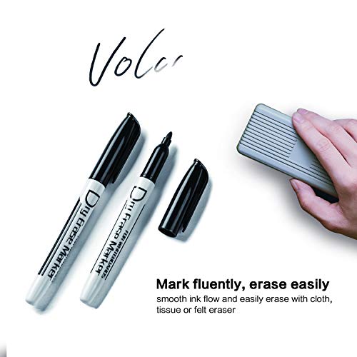 Volcanics Black Dry Erase Markers Low Odor Fine Whiteboard Markers Thin Box of 12