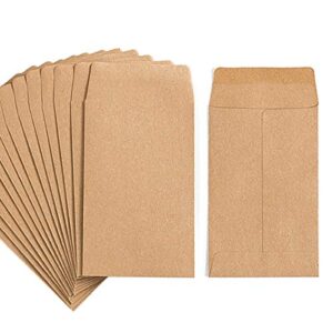 100 Pack Kraft Small Coin Envelopes Self-Adhesive Kraft Seed Envelopes Mini Parts Small Items Stamps Storage Packets Envelopes for Garden, Office or Wedding Gift(2.25"×3.5") (100)