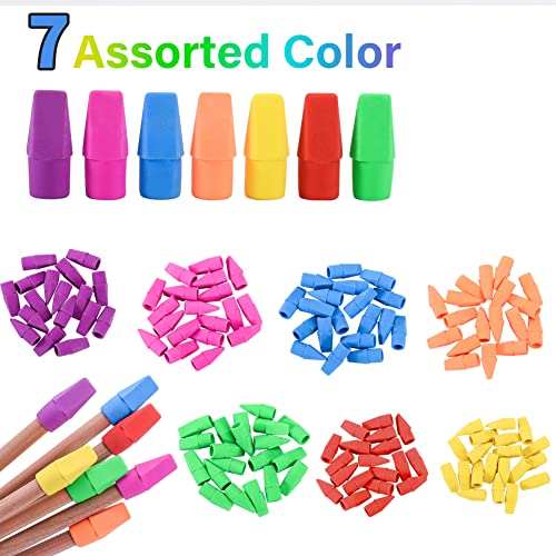 Sooez 120 Pack Pencil Erasers, Pencil Top Erasers Cap Erasers Eraser Tops Pencil Eraser Toppers Eraser Studying Supplies for Teachers Eraser Pencil Erasers, 7 Colors