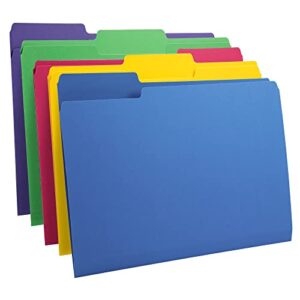 amazon basics file folders, letter size, heavyweight 1/3-cut tab manila, assorted color, 50-pack