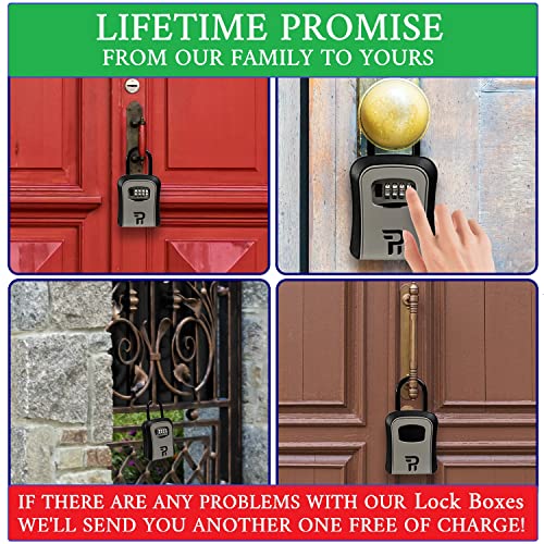 Key Lock Box for Outside - Rudy Run Portable Combination Lockbox for House Keys - Key Hiders to Hide a Key Outside - Waterproof Key Safe Storage Lock Box (With Shackle)