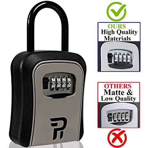 Key Lock Box for Outside - Rudy Run Portable Combination Lockbox for House Keys - Key Hiders to Hide a Key Outside - Waterproof Key Safe Storage Lock Box (With Shackle)