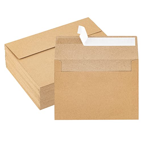 Kraft Envelopes, 50 Pack, 5 x 7 Inch, Brown Envelopes,A7 Envelopes, Card Envelopes, Kraft Paper Envelopes, Invitation Envelopes, Postcard Envelopes