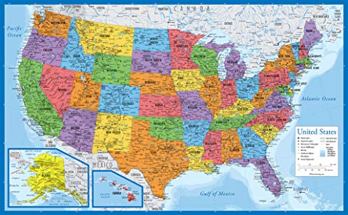 Laminated World Map & US Map Poster Set - 18" x 29" - Wall Chart Maps of the World & United States - Made in the USA (LAMINATED)