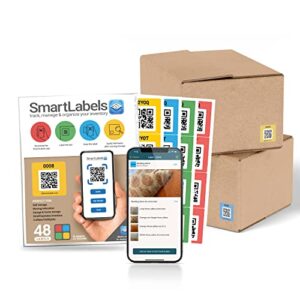 QR Code Smart Labels | Color Coded Scannable Stickers for Storage Bins, Moving Containers & Organization | Pack and Track Inventory on iOS & Android App | Pack of 48 (Original)