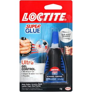 loctite super glue ultra gel control, clear superglue for plastic, wood, metal, crafts, & repair, cyanoacrylate adhesive instant glue, quick dry – 0.14 fl oz bottle, pack of 6