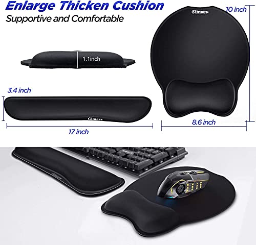 Gimars Ergonomic Mouse Pad Wrist Support, Upgrade Enlarge Superfine Fibre Soft Smooth Keyboard Wrist Rest, Comfortable Memory Foam Wrist Rest for Computer, Laptop, Mac, Gaming, Office and Pain Relief