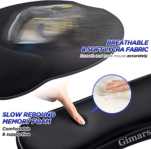 Gimars Ergonomic Mouse Pad Wrist Support, Upgrade Enlarge Superfine Fibre Soft Smooth Keyboard Wrist Rest, Comfortable Memory Foam Wrist Rest for Computer, Laptop, Mac, Gaming, Office and Pain Relief