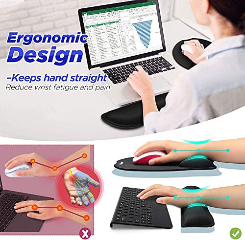 Gimars Ergonomic Mouse Pad Wrist Support, Upgrade Enlarge Superfine Fibre Soft Smooth Keyboard Wrist Rest, Comfortable Memory Foam Wrist Rest for Computer, Laptop, Mac, Gaming, Office and Pain Relief