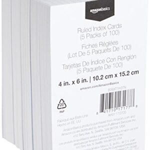 Amazon Basics 4 x 6-Inch Ruled Lined White Index Note Cards, 500-Count, Index Cards