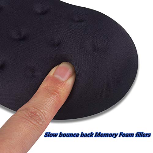 BRILA Ergonomic Memory Foam Mouse Wrist Rest Support Pad Cushion for Computer, Laptop, Office Work, PC Gaming - Massage Holes Design - Wrist Pain Relief (Black Mouse Wrist Rest)