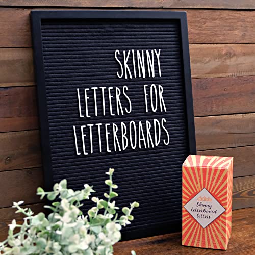 Skinny Letterboard Letters Only Set NO BOARD INCLUDED, Rae Dunn Inspired Font Perfect Farmhouse Decor Accessories, Changeable Felt Letter Boards Message, 2 Inch White Plastic Letters Numbers Symbols