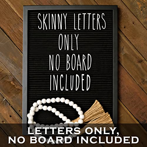 Skinny Letterboard Letters Only Set NO BOARD INCLUDED, Rae Dunn Inspired Font Perfect Farmhouse Decor Accessories, Changeable Felt Letter Boards Message, 2 Inch White Plastic Letters Numbers Symbols