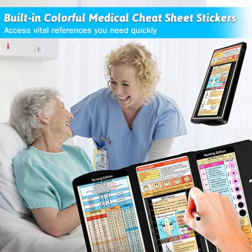 Nursing Clipboard Foldable Clipboard Medical: Nursing Edition Cheat Sheets Aluminum 3 Layers Foldable Clipboard Nursing Pocket Size Profile Clip Nurse Clipboard Notepad for Nurses Students and Doctors