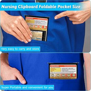 Nursing Clipboard Foldable Clipboard Medical: Nursing Edition Cheat Sheets Aluminum 3 Layers Foldable Clipboard Nursing Pocket Size Profile Clip Nurse Clipboard Notepad for Nurses Students and Doctors