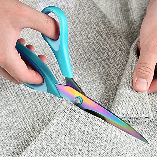 Craft Scissors, All Purpose Sharp Titanium Blades Shears, Rubber Soft Grip Handle, Multipurpose Fabric Scissors Tool Set Great for Office, Sewing, Arts, School and Home Supplies, 1 Set of 3 Pack, Blue