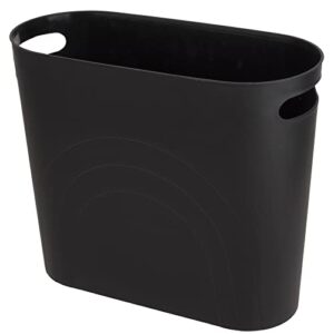 zoocatia small trash can garbage can container bin with handles 3 gallons plastic wastebasket for bathrooom, bedroom, office, kitchen, laundry room, dorm room – black
