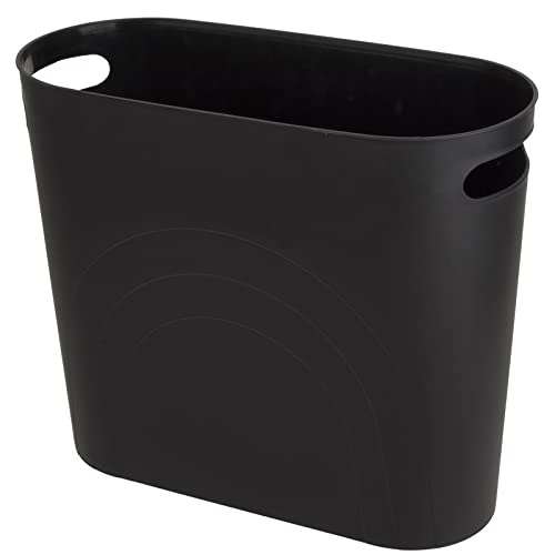 zoocatia Small Trash Can Garbage Can Container Bin with Handles 3 Gallons Plastic Wastebasket for Bathrooom, Bedroom, Office, Kitchen, Laundry Room, Dorm Room - Black