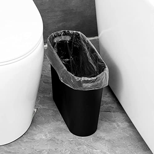 zoocatia Small Trash Can Garbage Can Container Bin with Handles 3 Gallons Plastic Wastebasket for Bathrooom, Bedroom, Office, Kitchen, Laundry Room, Dorm Room - Black