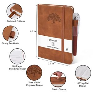 3 Pack Brown Leather Pocket Notebook Journal with 3 Pen for Men & Women Business Travel School Work,A6 Hardcover Small Notebooks Mini Cute College Ruled Notepads with Pen Holder,160 Pages Writing Journals with Lined Paper Note pads 3.7”x 5.7”