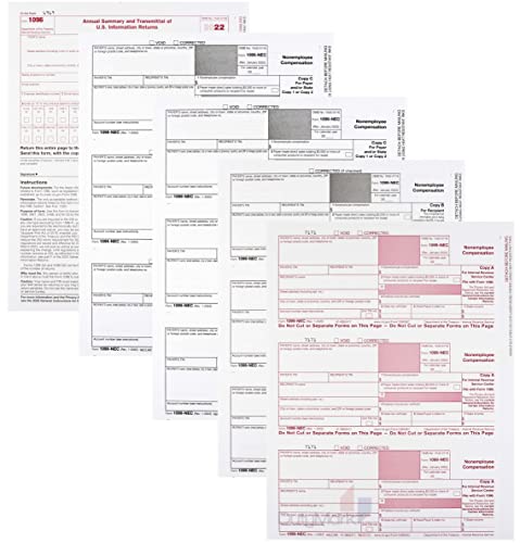 1099 NEC Forms 2022 4-Part Tax Forms Kit, Compatible with QuickBooks and Accounting, 25 Pack, Software and Envelopes NOT Included Software, Made in The USA