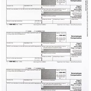 1099 NEC Forms 2022 4-Part Tax Forms Kit, Compatible with QuickBooks and Accounting, 25 Pack, Software and Envelopes NOT Included Software, Made in The USA