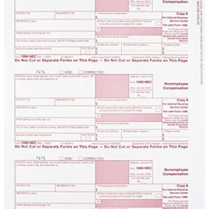 1099 NEC Forms 2022 4-Part Tax Forms Kit, Compatible with QuickBooks and Accounting, 25 Pack, Software and Envelopes NOT Included Software, Made in The USA