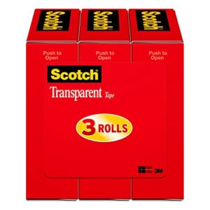 scotch transparent tape, 3/4 in x 1000 in, 3 boxes/pack (600k3)