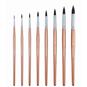 Transon Round Watercolor Detail Paint Brushes Goat Hair 8pcs for Watercolors,Acrylics,Inks,Gouache,Oil and Tempera